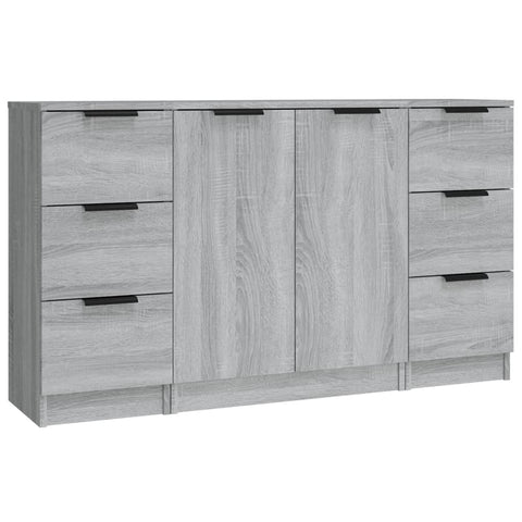 vidaXL Sideboards 3 Stk. Grau Sonoma Holzwerkstoff