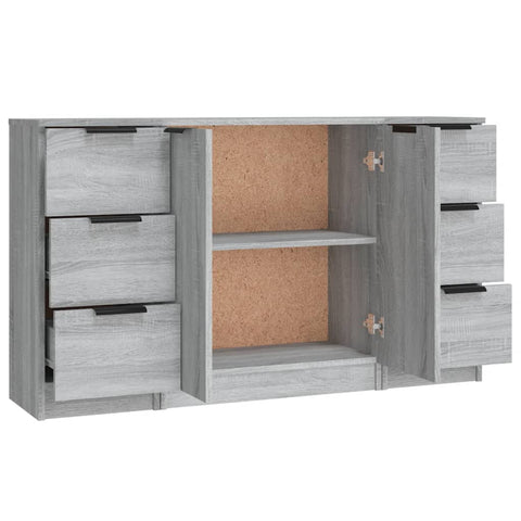 vidaXL Sideboards 3 Stk. Grau Sonoma Holzwerkstoff