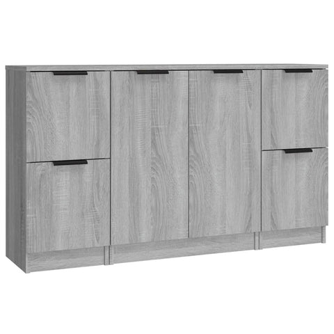 vidaXL Sideboards 3 Stk. Grau Sonoma Holzwerkstoff