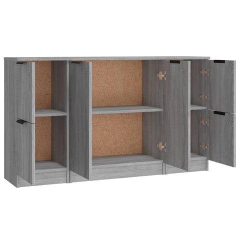 vidaXL Sideboards 3 Stk. Grau Sonoma Holzwerkstoff