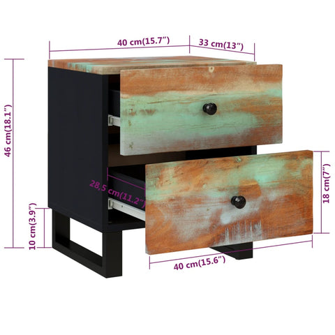 vidaXL Nachttisch 40x33x46 cm Altholz Massiv