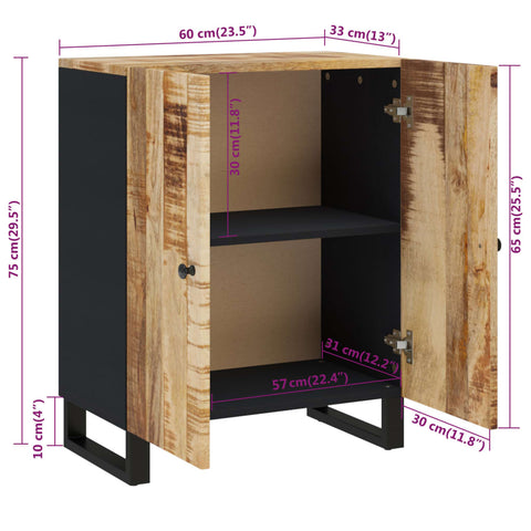 vidaXL Sideboard 60x33x75 cm Massivholz Mango