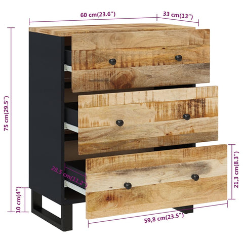 vidaXL Sideboard 60x33x75 cm Massivholz Mango