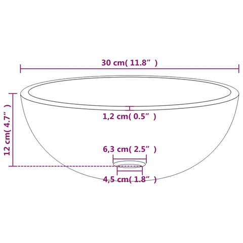 vidaXL Waschbecken Hartglas 30x12 cm Transparent