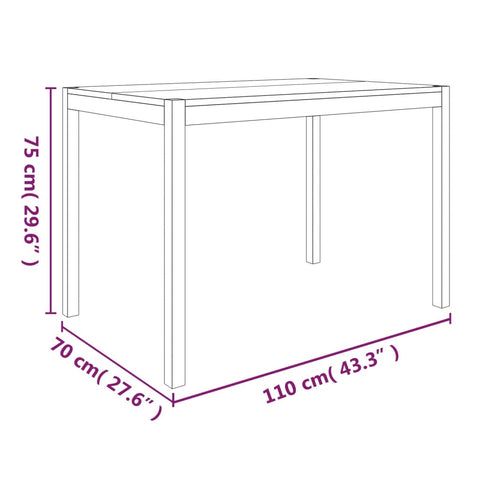 vidaXL Esstisch 110x70x75 cm Massivholz Akazie