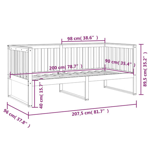 vidaXL Tagesbett Schwarz 90x200 cm Massivholz Kiefer