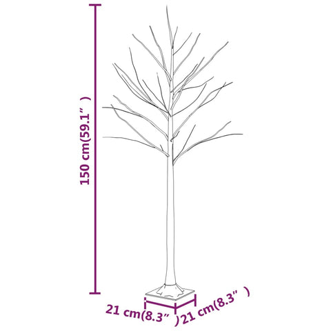 LED-Birke Warmweiß 72 LEDs 150 cm