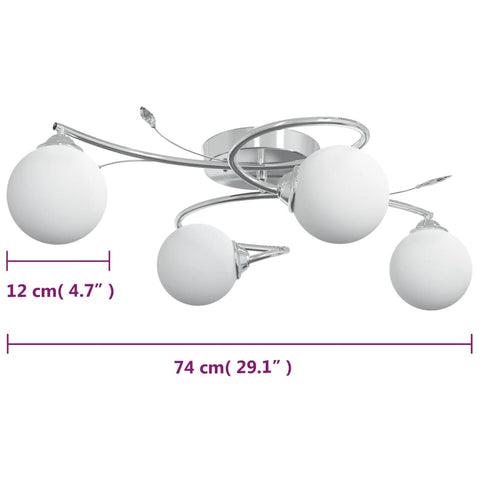 Deckenleuchte mit Runden Glasschirmen für 4 G9 LED-Leuchtmittel