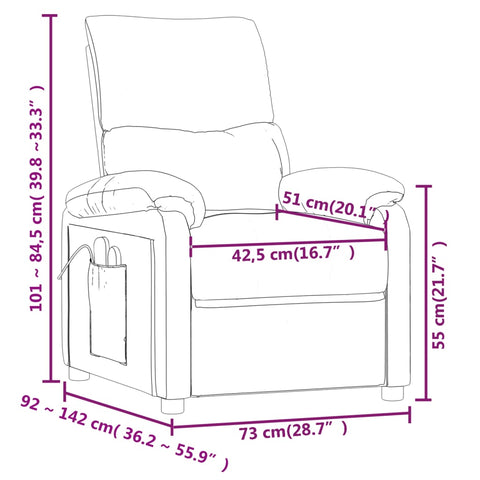 vidaXL Massagesessel Dunkelgrau Stoff