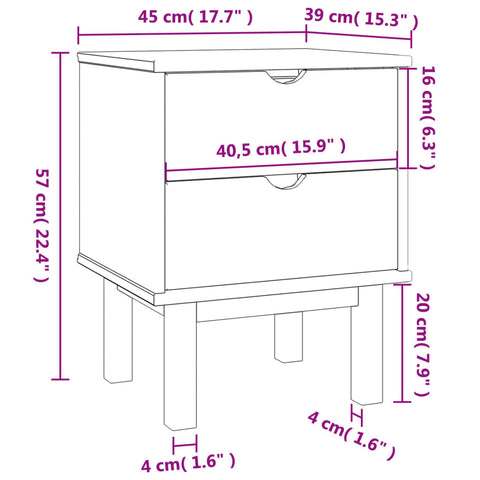 vidaXL Nachttisch OTTA Braun & Grau 45x39x57 cm Massivholz Kiefer