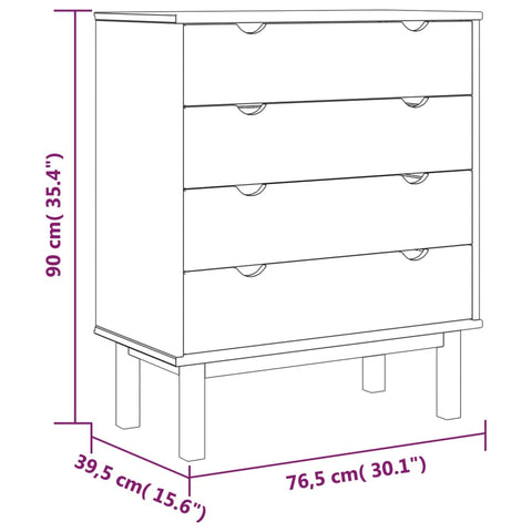 vidaXL Schubladenschrank OTTA 76,5x39,5x90 cm Massivholz