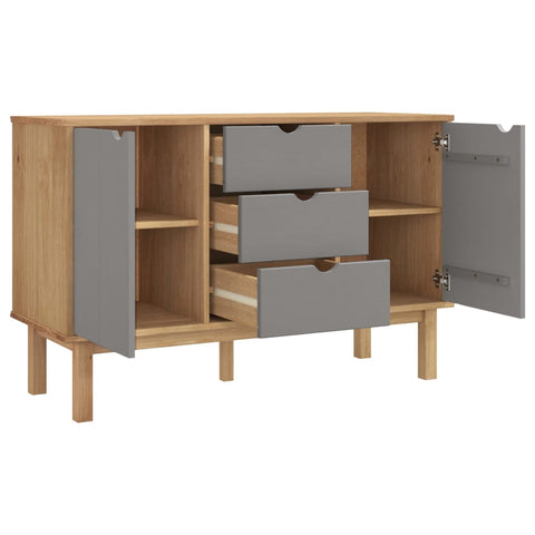 vidaXL Sideboard OTTA Braun&Grau 113,5x43x73 cm Massivholz Kiefer