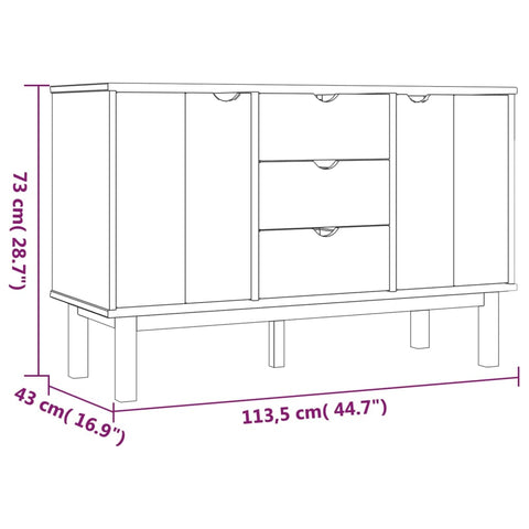 vidaXL Sideboard OTTA Braun&Grau 113,5x43x73 cm Massivholz Kiefer