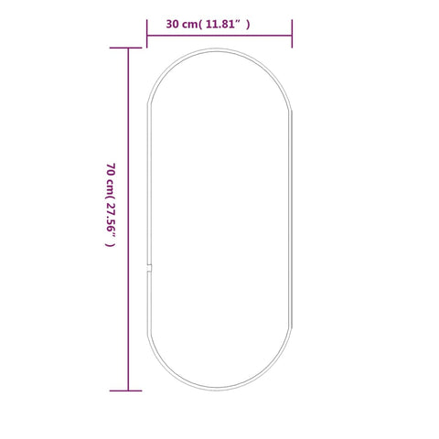 vidaXL Wandspiegel Schwarz 70x30 cm Oval