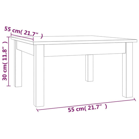 vidaXL Couchtisch 55x55x30 cm Massivholz Kiefer