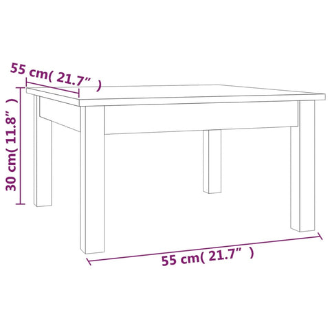 vidaXL Couchtisch Weiß 55x55x30 cm Massivholz Kiefer