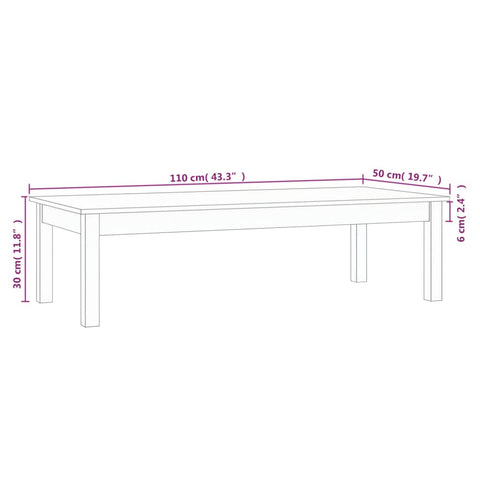 Couchtisch 110x50x30 cm Massivholz Kiefer