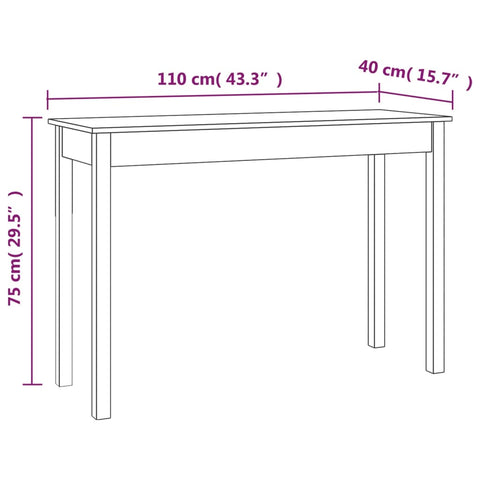 vidaXL Konsolentisch 110x40x75 cm Massivholz Kiefer