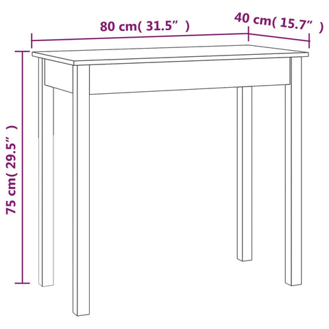 vidaXL Konsolentisch Weiß 80x40x75 cm Massivholz Kiefer