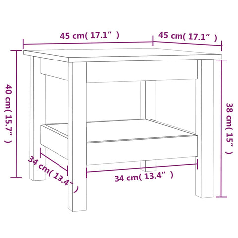 vidaXL Couchtisch 45x45x40 cm Massivholz Kiefer