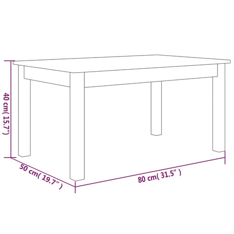 vidaXL Couchtisch 80x50x40 cm Massivholz Kiefer