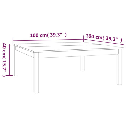 vidaXL Couchtisch Grau 100x100x40 cm Massivholz Kiefer