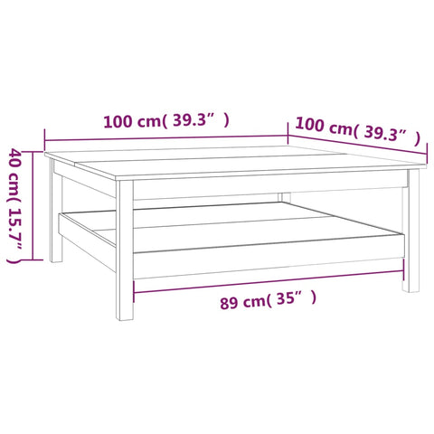 vidaXL Couchtisch 100x100x40 cm Massivholz Kiefer