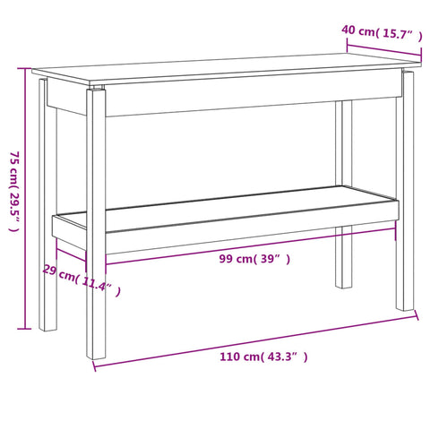 vidaXL Konsolentisch Honigbraun 110x40x75 cm Massivholz Kiefer