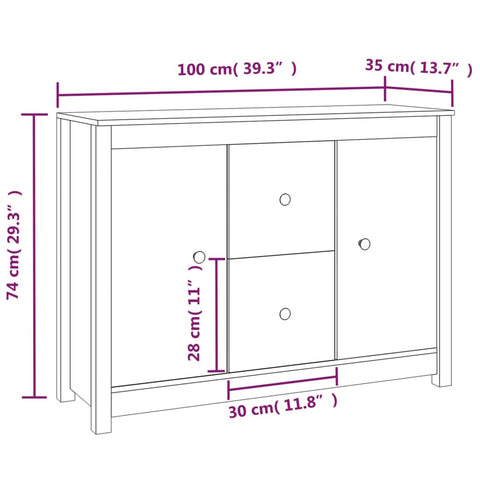 Sideboard 100x35x74 cm Massivholz Kiefer