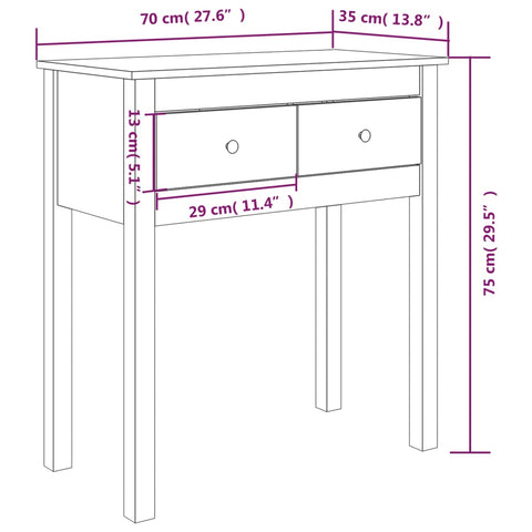 vidaXL Konsolentisch 70x35x75 cm Massivholz Kiefer