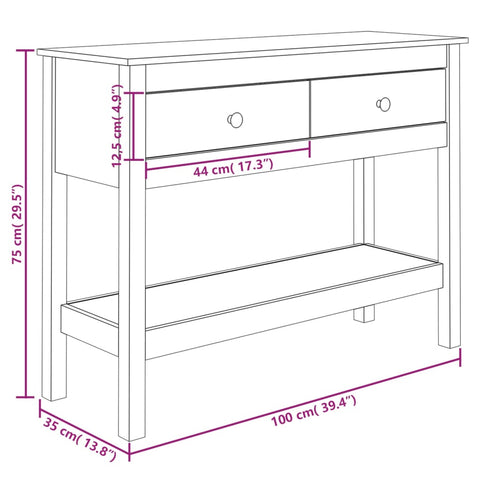 vidaXL Konsolentisch 100x35x75 cm Massivholz Kiefer