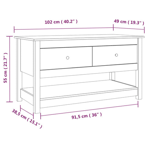 vidaXL Couchtisch Schwarz 102x49x55 cm Massivholz Kiefer