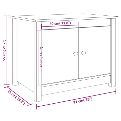 vidaXL Couchtisch Schwarz 71x49x55 cm Massivholz Kiefer