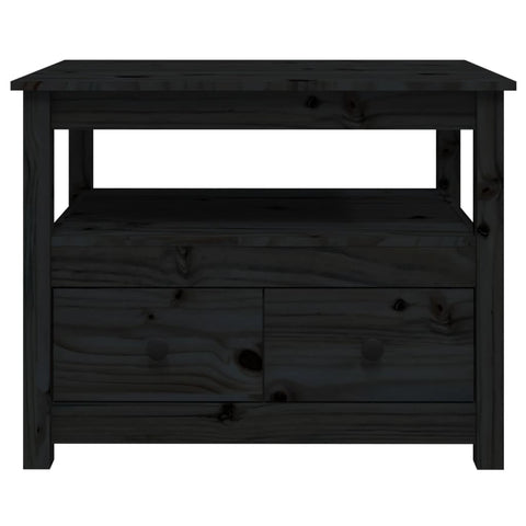 vidaXL Couchtisch Schwarz 71x49x55 cm Massivholz Kiefer