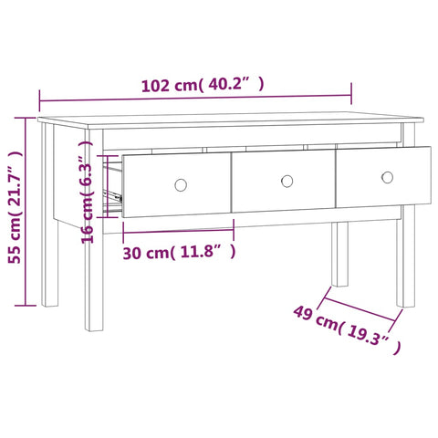 vidaXL Couchtisch 102x49x55 cm Massivholz Kiefer