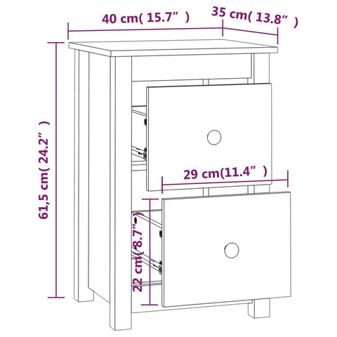 vidaXL Nachttische 2 Stk. Honigbraun 40x35x61,5 cm Massivholz Kiefer