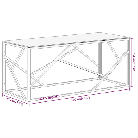 vidaXL Couchtisch Silbern Edelstahl und Hartglas