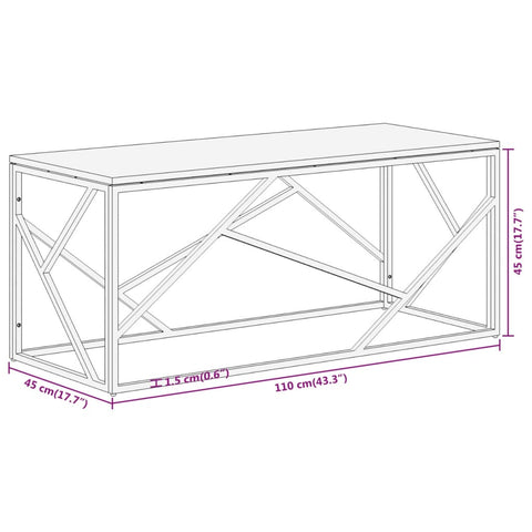 vidaXL Couchtisch Silbern Edelstahl und Massivholz