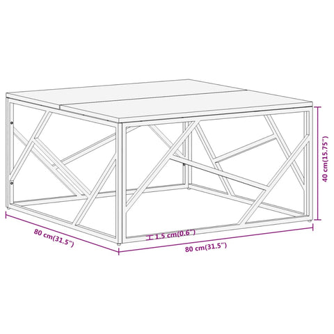 vidaXL Couchtisch Silbern Edelstahl und Massivholz