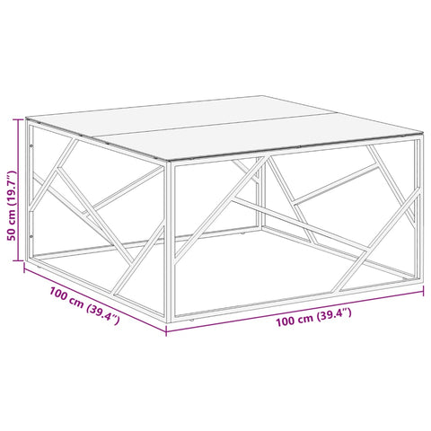 vidaXL Couchtisch Silbern Edelstahl und Hartglas