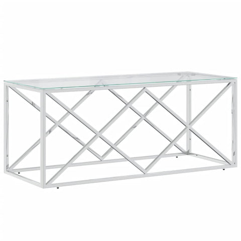 vidaXL Couchtisch 110x45x45 cm Edelstahl und Glas