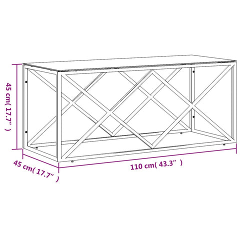 vidaXL Couchtisch 110x45x45 cm Edelstahl und Glas