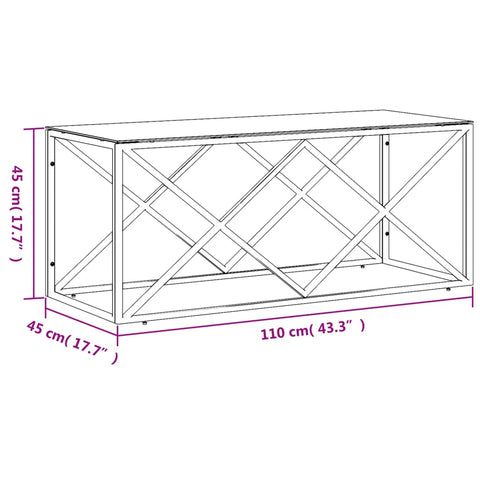 vidaXL Couchtisch 110x45x45 cm Edelstahl und Glas