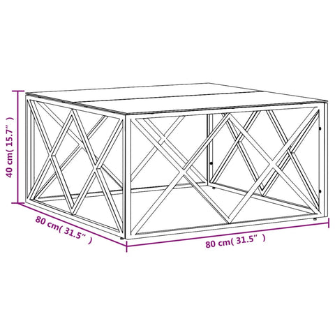 vidaXL Couchtisch 80x80x40 cm Edelstahl und Glas