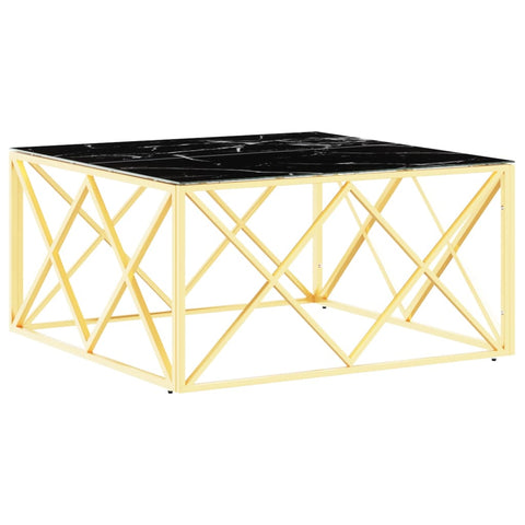 vidaXL Couchtisch Golden 80x80x40 cm Edelstahl und Glas