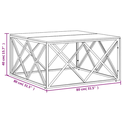 vidaXL Couchtisch Edelstahl und Altholz Massiv