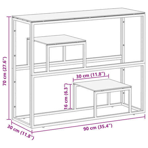 vidaXL Konsolentisch Silbern Edelstahl und Hartglas