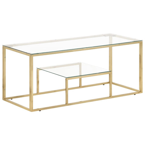 vidaXL Couchtisch Golden Edelstahl und Hartglas