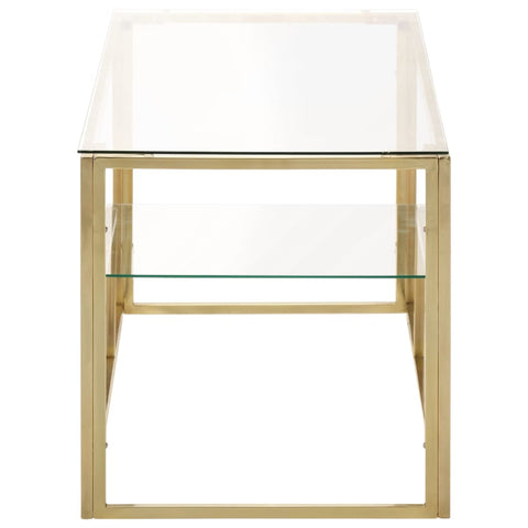 vidaXL Couchtisch Golden Edelstahl und Hartglas