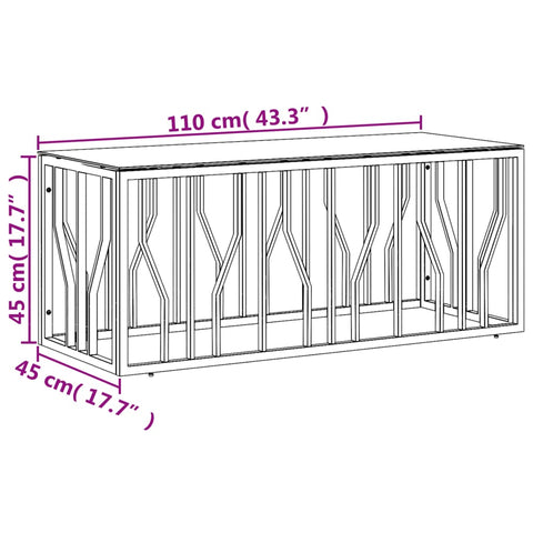 vidaXL Couchtisch 110x45x45 cm Edelstahl und Glas